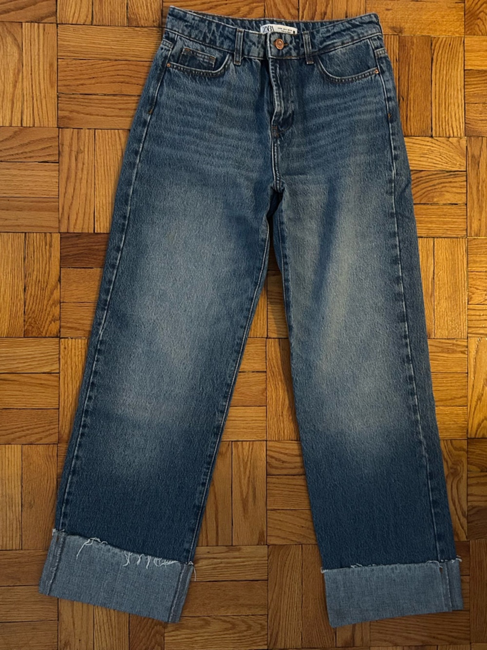 Zara cuffed Blue Denim Jeans